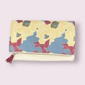 Rachel Pally Floral Foldover Clutch Bag | Yellow Red Blue Print Tassel Zip
